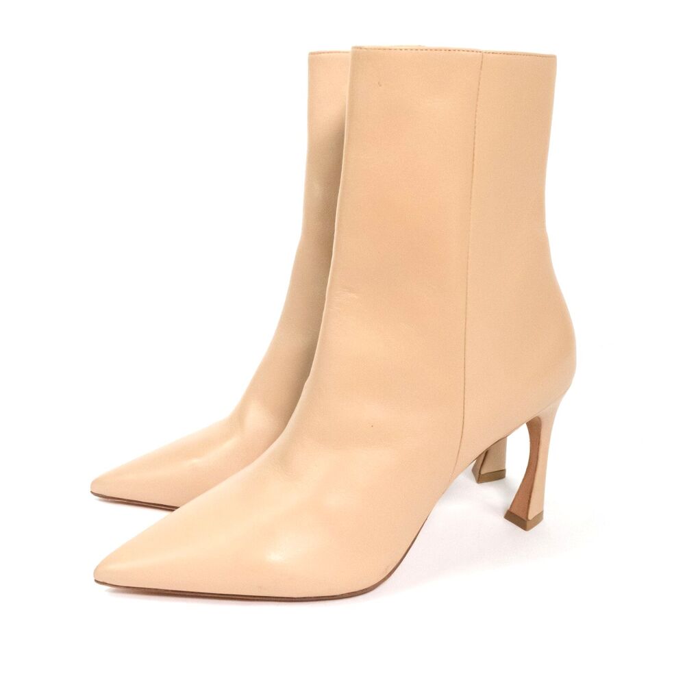 Alexandre Birman Myra 100 Luxe Leather Boots Nude Pointed Toe Italy 37.5 US 7.5